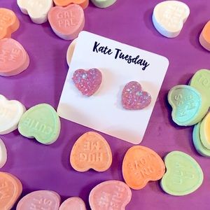 Pink Glitter Earrings